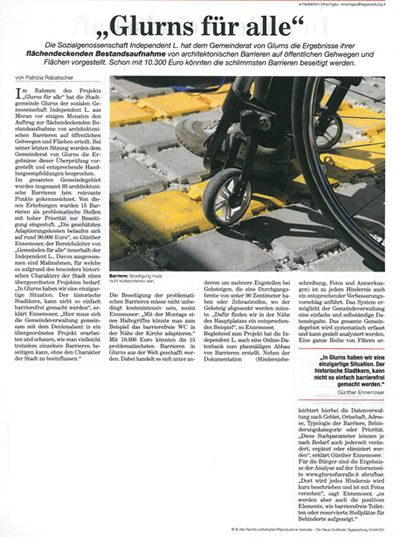 Zeitungsartikel - Glurns f&uuml;r alle